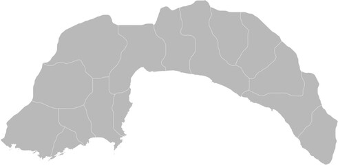 Antalya, Turkey – administrative vector map with district boundaries (Web Mercator projection, PPT-compatible & fully editable)