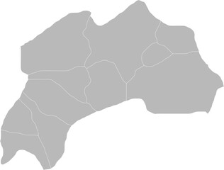 Fototapeta premium Burdur, Turkey – administrative vector map with district boundaries (Web Mercator projection, PPT-compatible & fully editable)