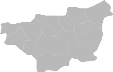 Diyarbakir, Turkey – administrative vector map with district boundaries (Web Mercator projection, PPT-compatible & fully editable)