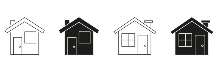 House Line And Solid Icon Set. Residential Building, Home Architecture, Real Estate Symbol Collection. Simple And Modern Design Elements. Isolated Vector Illustration