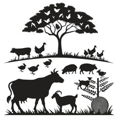 black-silhouette-vector-of-farm-animals--white-bac