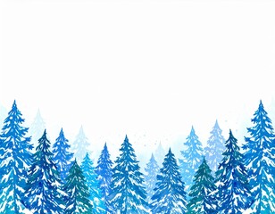 Obraz premium Elegant blue and white christmas tree border design for festive holiday decorations