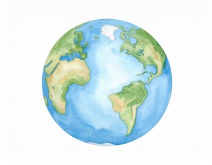 Fototapeta premium Serene watercolor earth, a vibrant illustration of our planet for environmental and global awareness