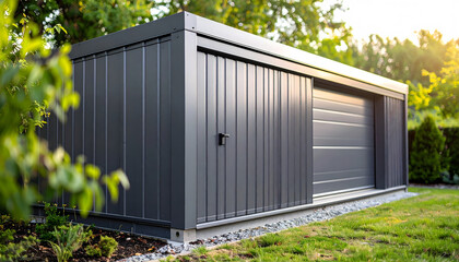 Modern Outdoor Storage Shed on Grass