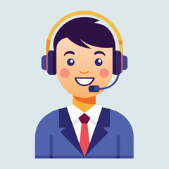 modern-office-worker-with-headset-smiling--custome.eps