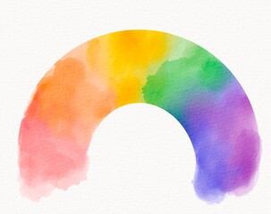 Watercolor rainbow arc in soft tones with a faded center, representing unity, celebration, and peace through color