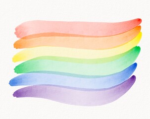 Horizontal rainbow watercolor brush strokes painted with rich saturated colors and clean modern...