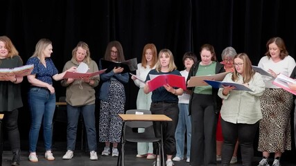 Theatre community, stage practice, local performers, tripod panning