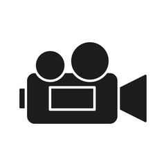Video Camera Solid Icon. Filmmaking, Video Production, And Cinematography Silhouette Symbol. Media And Entertainment Industry. Isolated Vector Illustration