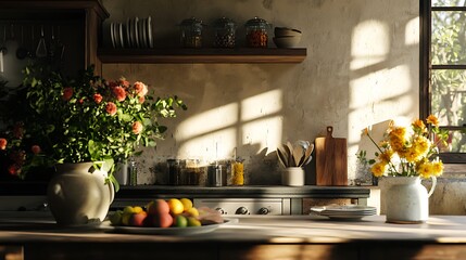 Still life shot of the kitchen interior in a residential home