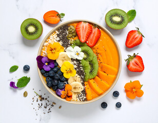 Morning Harmony: A Vibrant Smoothie Bowl Delight Generated image