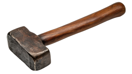 Antique-style hammer, dark gray/brown head, wooden handle