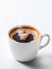 Fototapeta premium A coffee mug with steam swirling, crisp white background,