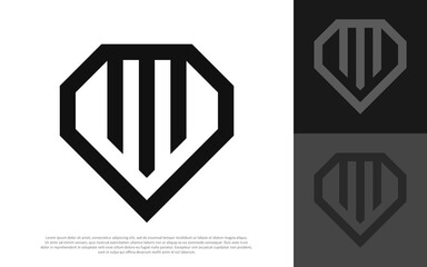 letter M Diamond initial logo design