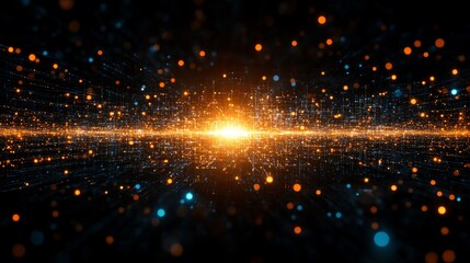 Photorealistic depiction of digital cyber resilience elements in a vibrant dynamic urban setting