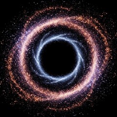 The side view is a spiraling vortex of stardust filled with shimmering particles against the backdrop of an endless cosmic galaxy, creating an atmosphere of dreams and magic.