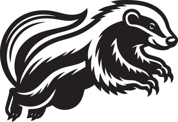 Honey Badger Vector in black and white 