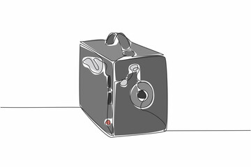 Single continuous line drawing pinhole camera. With a strap made of genuine leather. Adds a classic and elegant impression. Vintage. World Pinhole Photography Day. One line design vector illustration