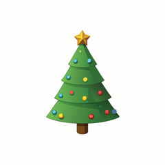 Fototapeta premium Festively decorated Christmas tree, Winter Holiday elements collection. New year christmas tree icon isolated on transparent background