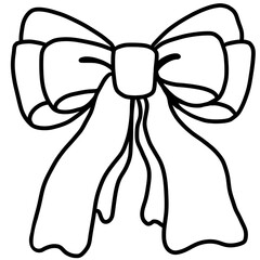 Minimalist Outline Drawing of a Coquette Ribbon, Elegant Design, Cute hand drawn.