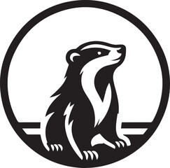 Honey Badger Vector in black and white 