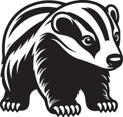 Honey Badger Vector in black and white 