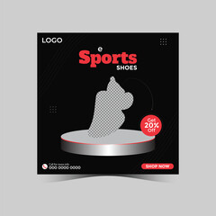 Social media shoes post design template , editable square banner