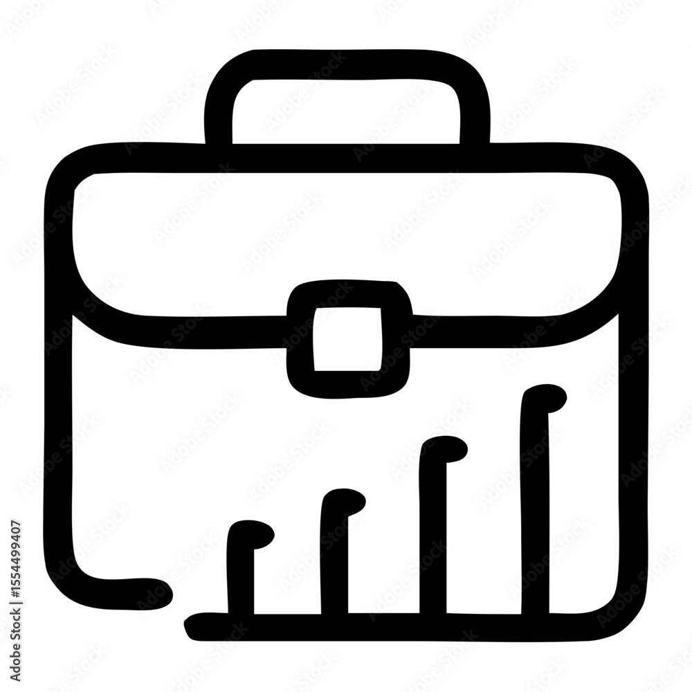 Poster minimalist line art briefcase with bar graph icon symbol sign design