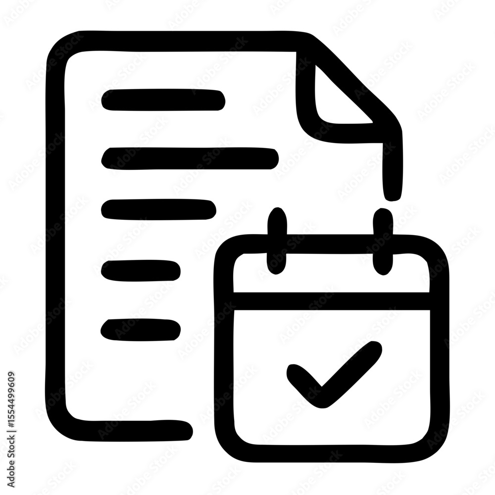Aufkleber simple outline calendar document schedule with checkmark icon symbol