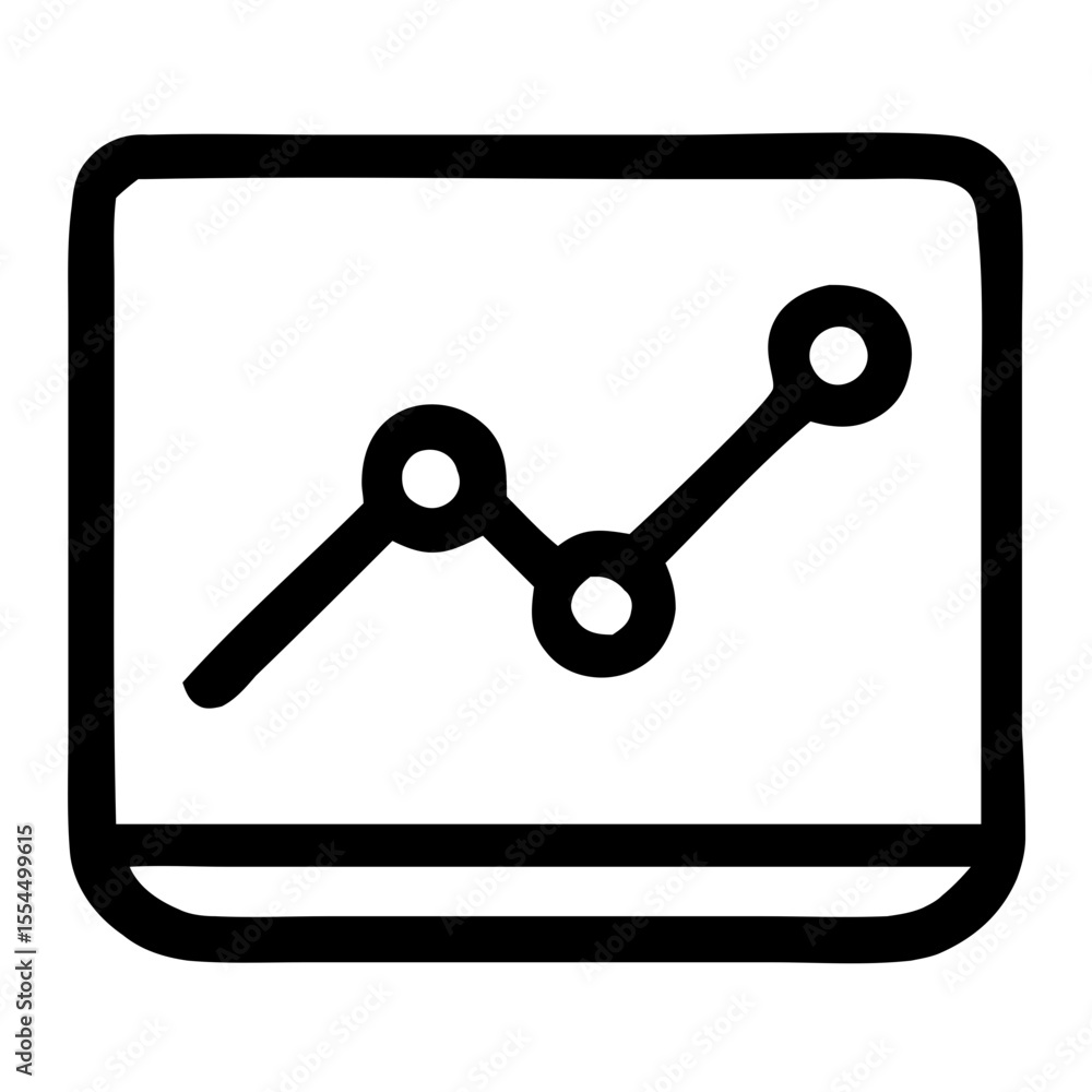 Poster outline simple line graph on computer screen finance icon