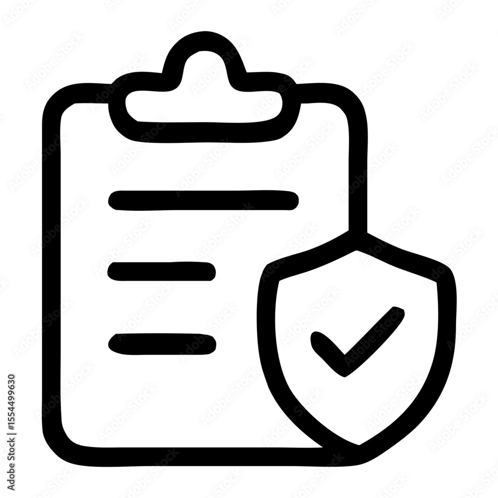 Poster outline handdrawn clipboard protection checkmark secure icon shape element