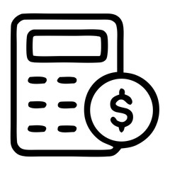 Handdrawn Outline Calculator with Dollar Coin Finance and Accounting Icon