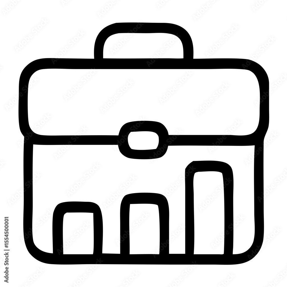 Poster outline handdrawn briefcase graph business portfolio data statistics icon