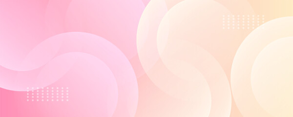 Minimalist banner background, pastel colorful, pink and yellow gradations. Circle effect style geometric, eps 10