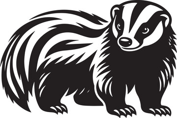Honey Badger Vector in black and white 