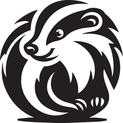 Honey Badger Vector in black and white 