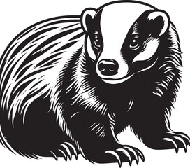 Honey Badger Vector in black and white 