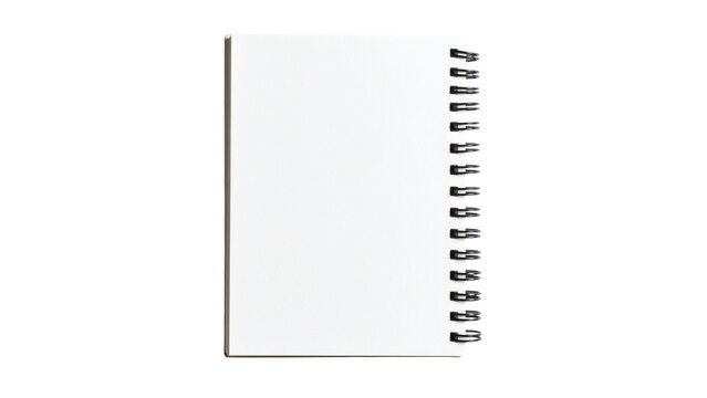 Blank spiral notebook with a pen isolated on a white background