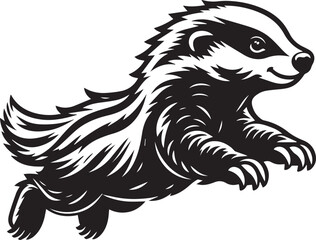 Honey Badger Vector in black and white 