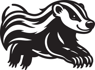 Honey Badger Vector in black and white 