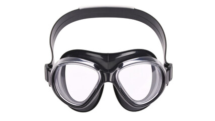 Isolated black and white diving mask and snorkel, protective swim equipment for water sports