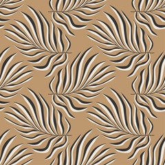 Trendy minimalist seamless botanical pattern with abstract creative hand drawn composition