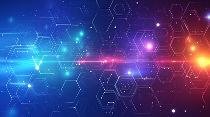 Obraz premium Modern Hexagon Arrow Data Flow Background: Crystal Blue-Purple Gradient with Dynamic Accents for Marketing Tech 