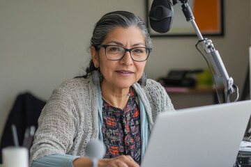 Senior Woman Podcasting