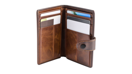 Red leather office folder with a vintage brown travel case