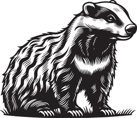 Honey Badger Vector in black and white 