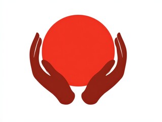 Creative Emblem of Hands Embracing a Circle With Embracing Arms Design
