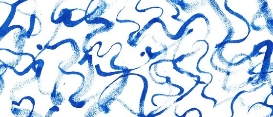 Blue Ink Squiggles on Transparent Background for Design