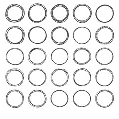 Hand drawn circles arranged in grid pattern, showcasing various sizes and styles