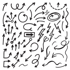Hand drawn arrows and lines in various styles create dynamic movement and direction